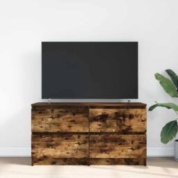Berkfield Home TV Cabinet Smoked Oak 100x35x54 cm Engineered Wood in Brown - Size: 100 x 35 x 54 cm - thumbnail 3
