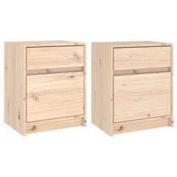 Berkfield Home Bedside Cabinets 2 pcs 40x31x50 cm Solid Pinewood in Light Tan - Size: 40 x 31 x 50 cm - thumbnail 1