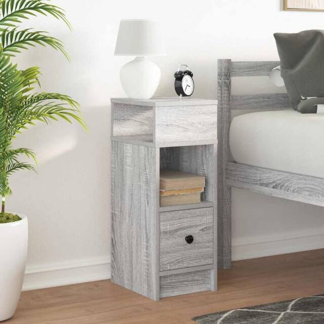 Berkfield Home Durable Bedside Cabinet with Drawer Grey Sonoma 25x31x66 cm - Size: 25 x 31 x 66 cm - image 1