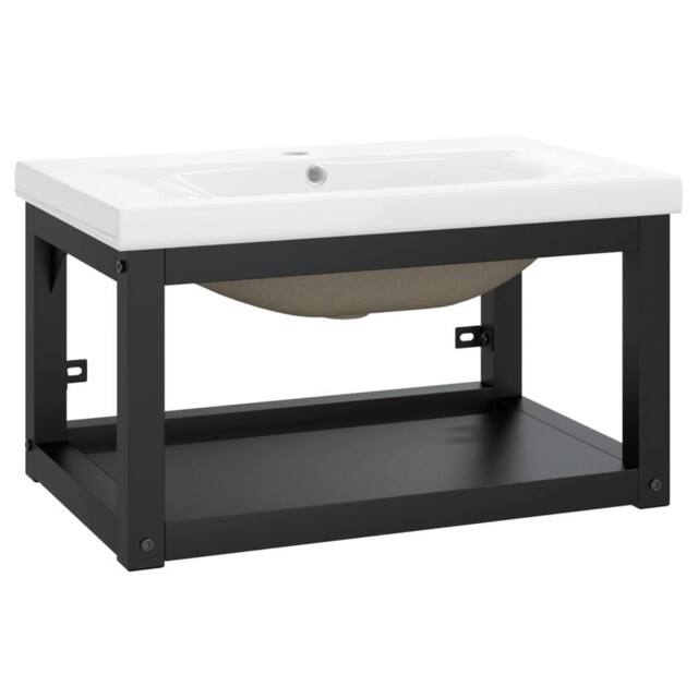Berkfield Home Bathroom Washbasin Frame with Built-in Basin Black Iron - image 1