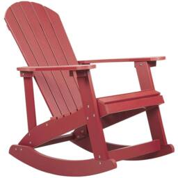 Wyld and Coco Everwood Red Rocking Chair Slatted Faux Wood Stainless Steel - thumbnail 2
