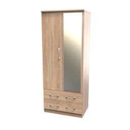 Ready Assembled 2 U Hampshire 2 Door 2 Drawer Mirrored Wardrobe (Ready Assembled) in Light Oak - thumbnail 3