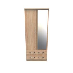 Ready Assembled 2 U Hampshire 2 Door 2 Drawer Mirrored Wardrobe (Ready Assembled) in Light Oak - thumbnail 1