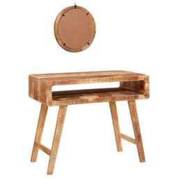 Berkfield Home Bedroom Dressing Tables with Shelf Wall-mounted with Storage with Mirror Solid mango wood in Brown - thumbnail 5