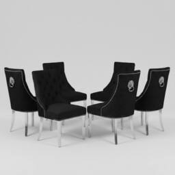 HOME LUXE INTERIOR Set of 6 Minister Black Brushed Velvet Lion Knocker Chairs & Pearls - thumbnail 2