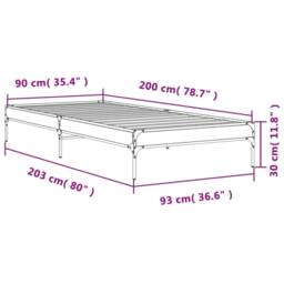 Berkfield Home Durable Bed Frame without Mattress Grey Sonoma 90x200 cm - thumbnail 9