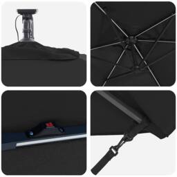Berkfield Home Modern Cantilever Banana Parasol with Lock Black 294 x 200 x 254 cm - thumbnail 9