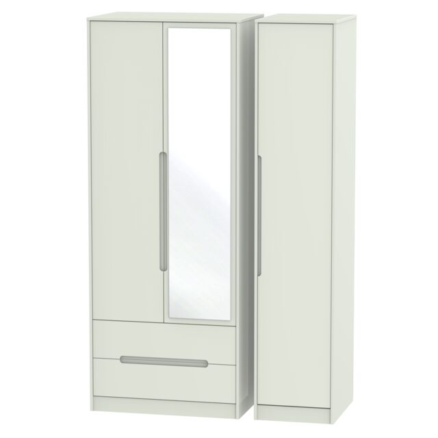 Ready Assembled 2 U Bristol Triple Mirror Wardrobe with 2 Drawers (Ready Assembled) in Taupe