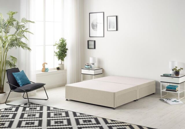 Somnior Ziggy Platform Divan Bed Base With 2 Drawers Tweed in Natural - Size: Small Single - image 1