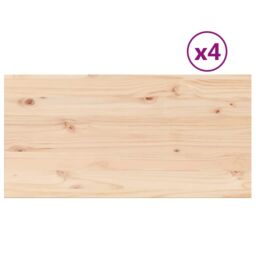 Berkfield Home Table Tops 4 pcs 90x45x2.5 cm Rectangular Solid Wood Pine in Brown - thumbnail 2