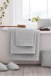 Murmur 'Spa Collection' Waffle Cotton Towels in Grey - thumbnail 2