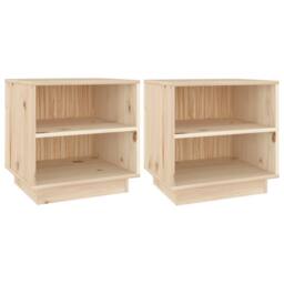 Berkfield Home Elegant Bedside Cabinets 2 pcs 40x34x40 cm Solid Wood Pine in Natural - Size: 40 x 34 x 40 cm - thumbnail 3
