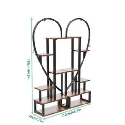 Kelvenix 2X Plant Stand Half Heart Shaped Multiple Planter Rack in Brown - Size: 0.6m2 - thumbnail 3