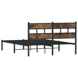 Berkfield Home Metal Bed Frame without Mattress Smoked Oak 140x200 cm in Brown - thumbnail 6