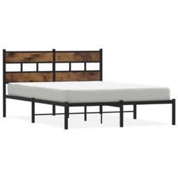 Berkfield Home Metal Bed Frame without Mattress Smoked Oak 140x200 cm in Brown - thumbnail 3