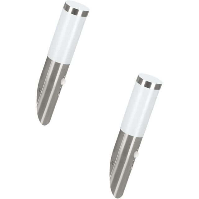 Loops 2 PACK IP44 Outdoor Wall Light & PIR Motion Sensor Stainless Steel 12W E27 in Metallics - image 1