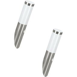 Loops 2 PACK IP44 Outdoor Wall Light & PIR Motion Sensor Stainless Steel 12W E27 in Metallics