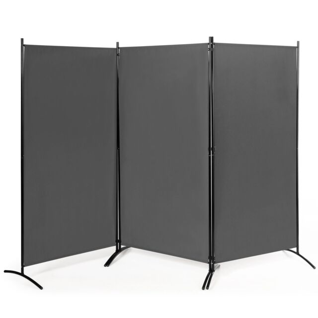 Costway 3 Panels Freestanding Room Divider Wall Folding Room Partition Separator Privacy in Grey - image 1