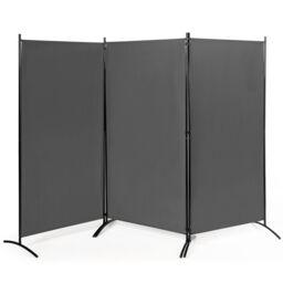 Costway 3 Panels Freestanding Room Divider Wall Folding Room Partition Separator Privacy in Grey - thumbnail 1