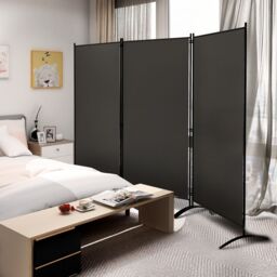 Costway 3 Panels Freestanding Room Divider Wall Folding Room Partition Separator Privacy in Grey - thumbnail 3