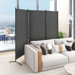 Costway 3 Panels Freestanding Room Divider Wall Folding Room Partition Separator Privacy in Grey - thumbnail 4