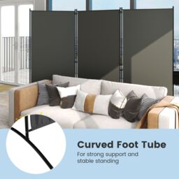 Costway 3 Panels Freestanding Room Divider Wall Folding Room Partition Separator Privacy in Grey - thumbnail 6