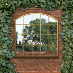 "MirrorOutlet Gold Framed Arched Window Garden Mirror 39""x39"" 100x100CM - Size: 1 Pack" - thumbnail 6