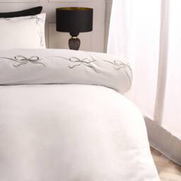 OHS Bow Border Bedding Set Microfibre Duvet Cover with Pillowcase in Black - Size: King - thumbnail 4