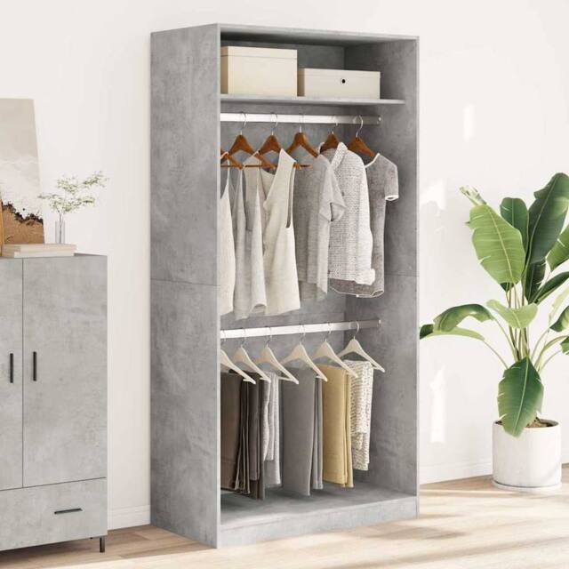 Berkfield Home Wardrobe Concrete Grey 100x50x200 cm Engineered Wood - Size: 100 x 50 x 200 cm - image 1