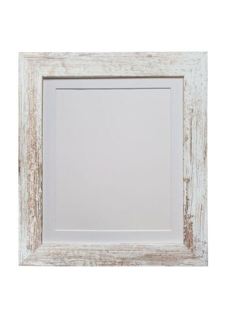 Frames & Mirrors 4U Metro Distressed White Frame with White Mount 30 x 40CM Image Size 12 x 8 Inch - Size: 30 x 40 cm - image 1