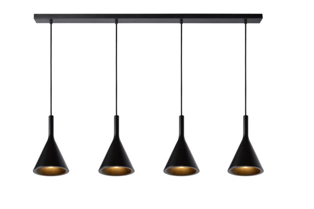 Lucide 'GIPSY' Dimmable Adjustable Indoor Modern Bar Pendant Light 4xE27 in Black - image 1