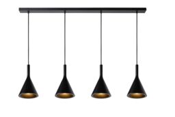 Lucide 'GIPSY' Dimmable Adjustable Indoor Modern Bar Pendant Light 4xE27 in Black