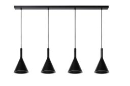 Lucide 'GIPSY' Dimmable Adjustable Indoor Modern Bar Pendant Light 4xE27 in Black - thumbnail 2