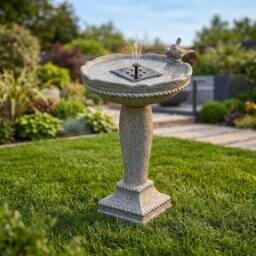 Garden Greatness Aged Stone Birds Solar Water Fountain in Grey - thumbnail 2