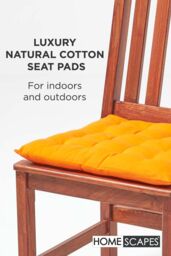 Homescapes Seat Pad Luxury 100% Cotton Indoor Outdoor Garden Cushion, Button Tie, 40cm in Orange - thumbnail 2