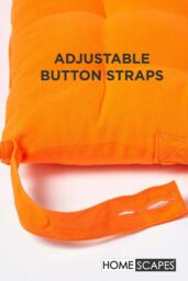 Homescapes Seat Pad Luxury 100% Cotton Indoor Outdoor Garden Cushion, Button Tie, 40cm in Orange - thumbnail 5