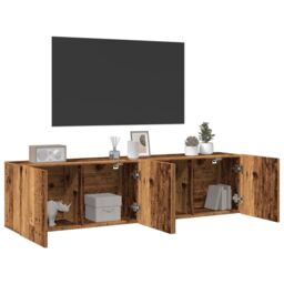 Berkfield Home TV Cabinets Wall-mounted 2 pcs Old Wood 80x30x41 cm in Brown - Size: 80 x 30 x 41 cm - thumbnail 3
