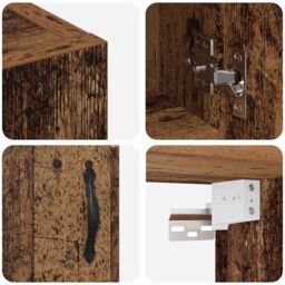 Berkfield Home Wall Cabinet Old wood 60 x 31 x 60 cm Engineered wood in Brown - thumbnail 9
