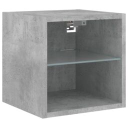 Berkfield Home TV Wall Cabinet with LED Lights Concrete Grey 30x28.5x30 cm - thumbnail 7