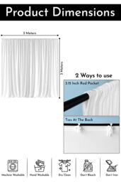 Neel Blue 3x3 Metres Spandex Backdrop Curtain, Wrinkle-Free Polyester Fabric Backdrop Panel in White - thumbnail 2