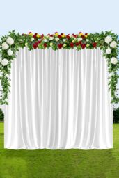 Neel Blue 3x3 Metres Spandex Backdrop Curtain, Wrinkle-Free Polyester Fabric Backdrop Panel in White - thumbnail 7
