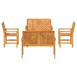 Berkfield Home 5 Piece Garden Lounge Set Solid Wood Acacia in Brown - thumbnail 8