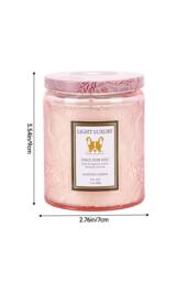 Living and Home Embossing Glass Cup Soy Wax Scented Candle with Lid in Pink - thumbnail 2