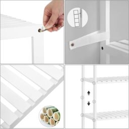 SONGMICS Bamboo 5 Tier Storage Shelf for Bathroom or Living Room in White - thumbnail 5