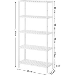 SONGMICS Bamboo 5 Tier Storage Shelf for Bathroom or Living Room in White - thumbnail 3