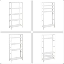 SONGMICS Bamboo 5 Tier Storage Shelf for Bathroom or Living Room in White - thumbnail 6