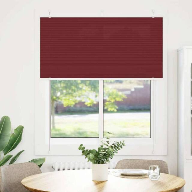 Berkfield Home Pleated Blind Bordeaux Red 120x100 cm Fabric Width 119.4 cm Polyester - image 1