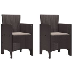 Berkfield Home Garden Chairs with Cushions Set of 2 Brown, Taupe in Brown - thumbnail 2