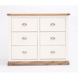 Cabinet Bits Tropea 6 Drawer Chest of Drawers Chrome Cup Handle in Off-White