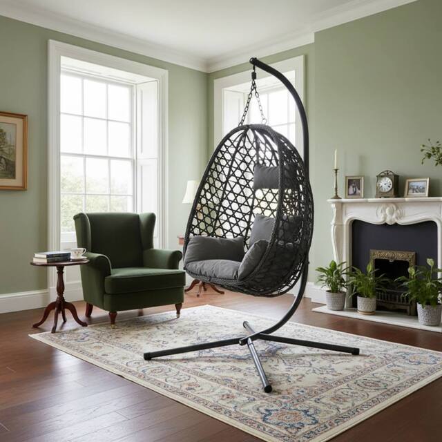 GAVENO CAVAILIA Swing Hanging Egg Chair Outdoor Garden & indoor in Charcoal - image 1